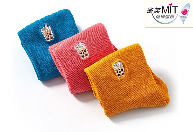 木森好襪 台灣美食襪-珍珠奶茶 (3色) 刺繡款 微笑台灣MIT認證 台灣小吃襪子