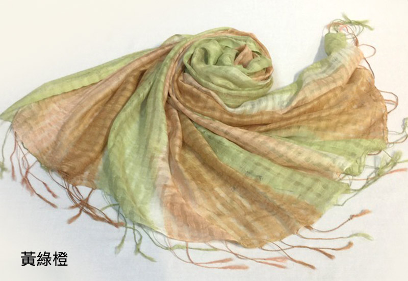 天染工坊 輕柔-天染疏密格紋蠶絲圍巾(多色可選)