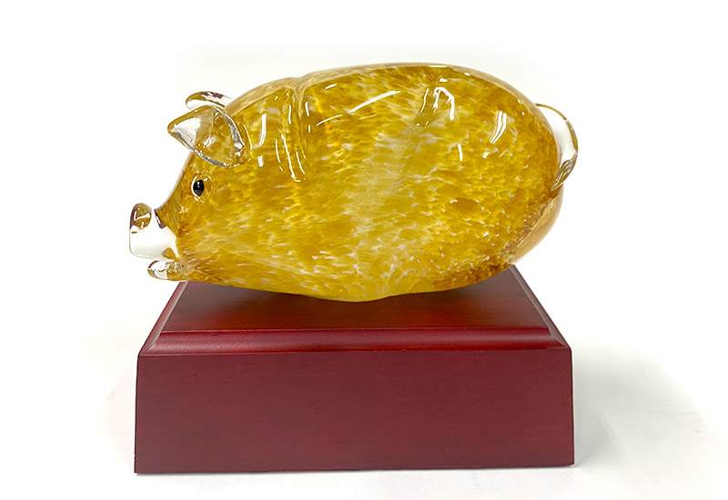 春池玻璃 福氣神豬S(白.金茶)  精裝盒