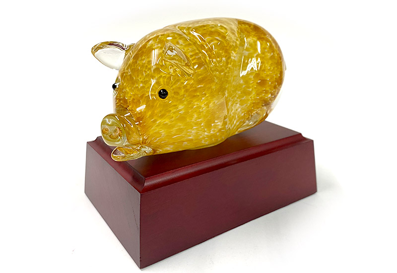 春池玻璃 福氣神豬S(白.金茶)  精裝盒