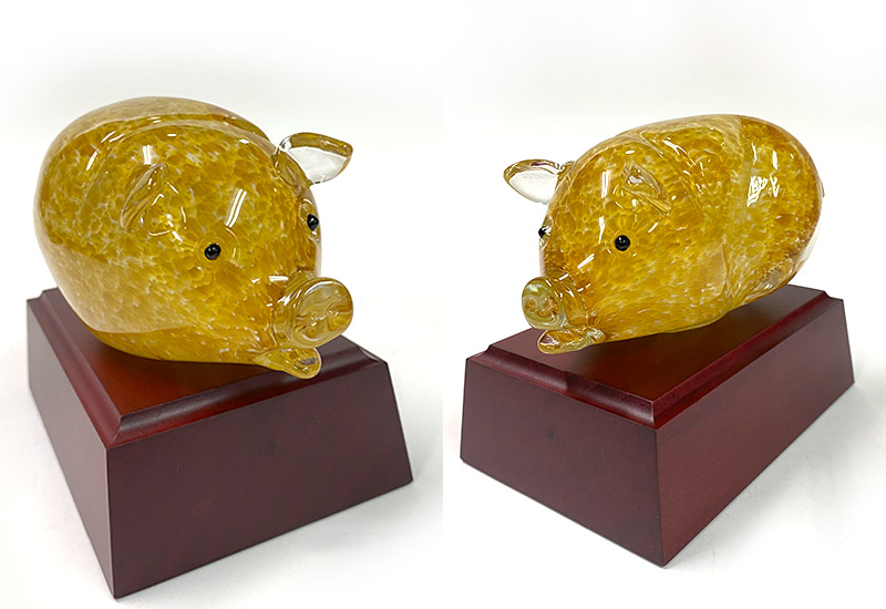 春池玻璃 福氣神豬S(白.金茶)  精裝盒