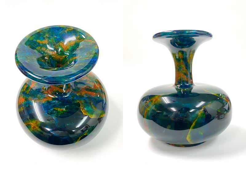 金御豐  8.5x9七彩玉石花瓶