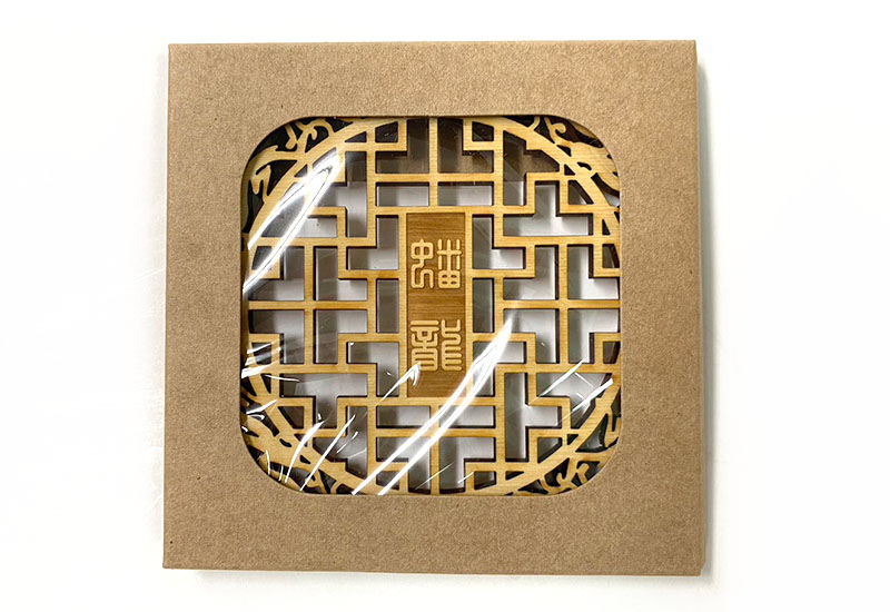 攸Ubook 吉祥雕刻杯墊-蟠龍 木質杯墊 Coaster